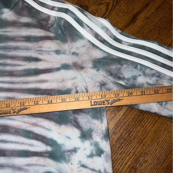 Adidas Gray Split Tie Dye Green Black Crop Long Sleeve Hooded Pullover Size S - Picture 14 of 14